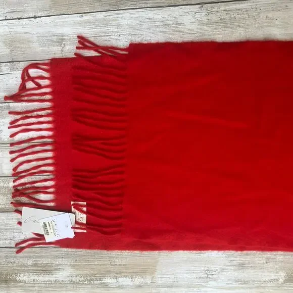 BEGG Scotland Cashmere Scarf 12” x 60” Arran Regal Red NEW Luxury Preppy